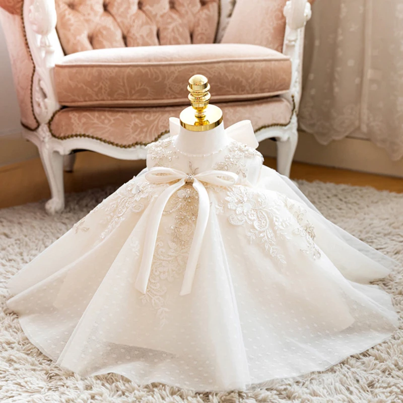 Baby Clothing High End - Gaun renda bayi tanpa lengan ulang