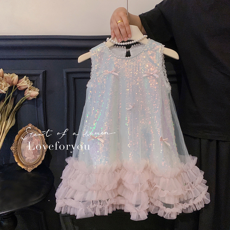 Baby Clothing High End - Gaun Anak Perempuan Gaun Rompi Payet